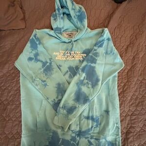 Westsky Blue Tie Dye Butterfly Graphic Hoodie Inspirational Quote Pullover XL